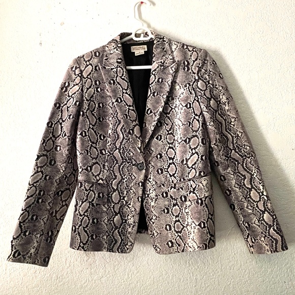 MICHAEL MICHAEL KORS SNAKESKIN ONE BUTTON BLAZER SZ6 - Picture 1 of 8